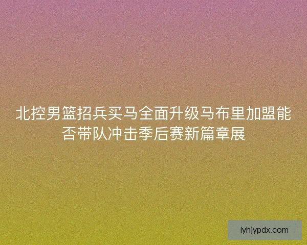 北控男篮招兵买马全面升级马布里加盟能否带队冲击季后赛新篇章展 北控男篮招兵买马全面升级马布里加盟能否带队冲击季后赛新篇章展