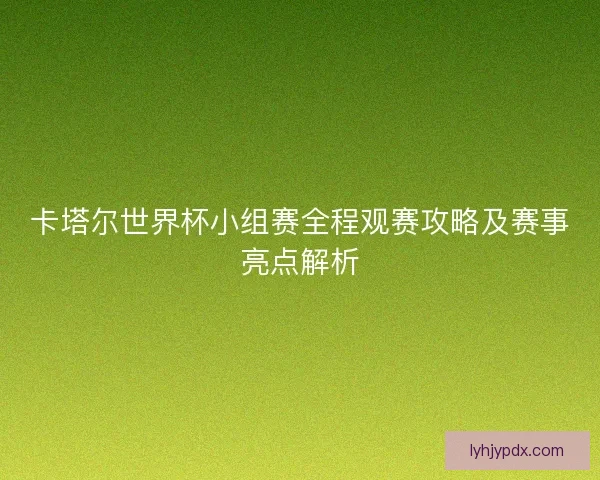 卡塔尔世界杯小组赛全程观赛攻略及赛事亮点解析 卡塔尔世界杯小组赛全程观赛攻略及赛事亮点解析