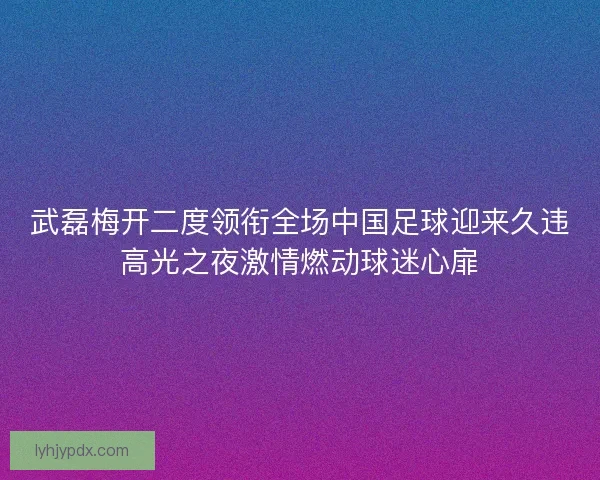 武磊梅开二度领衔全场中国足球迎来久违高光之夜激情燃动球迷心扉